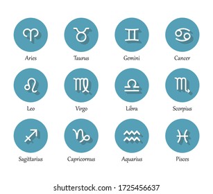 Los signos de zodiaco se aislaron en el fondo blanco. Signos estelares para el horóscopo astrológico. Símbolos estilizados de la línea zodiaca. Colección de calendario astrológico, ilustración vectorial de la constelación del horóscopo. Eps