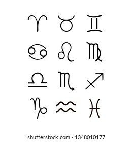 Zodiac signs set on white background