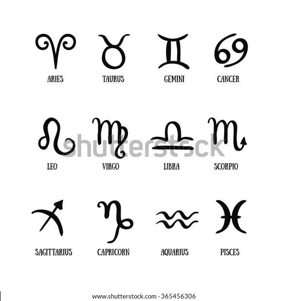 Zodiac Signs Set Simple Zodiac Captions Stock Vector (Royalty Free ...