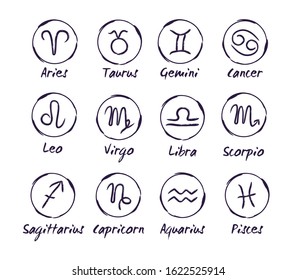 Zodiac signs set, simple flat vector illustration