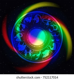 Zodiac signs in space with a color twist