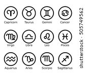 Zodiac signs and symbols.  Astrology, horoscope sign, graphic design elements.