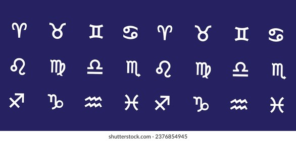 Zodiac Signs, Zodiac symbols icon set vector illustration zodiac star set