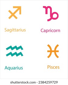 Zodiac Signs, Zodiac symbols icon set vector illustration zodiac star set