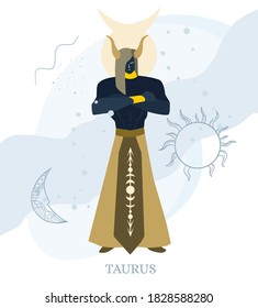 Zodiac signs Taurus Vector illustration of the zodiac symbol. Vector illustration in flat style