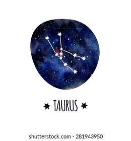 Zodiac signs Taurus. Vector watercolor illustration.