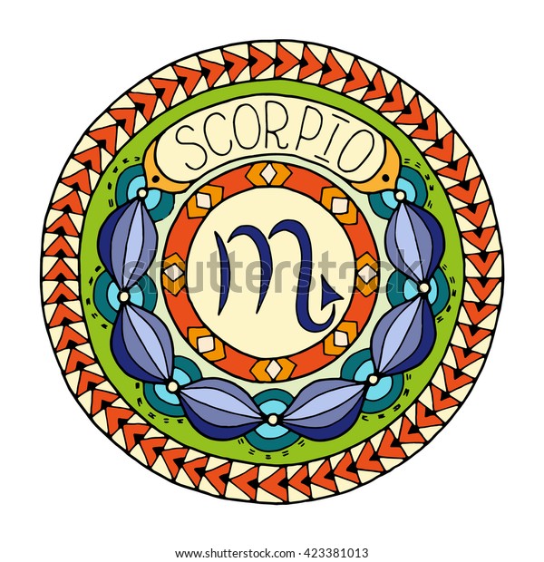 Zodiac Signs Theme Mandala Scorpio Zodiac Stock Vector (Royalty Free ...