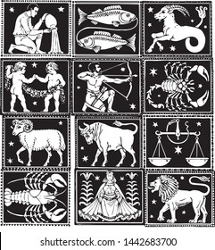 Zodiac signs vector astrology horoscope