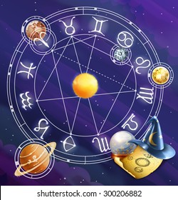 Zodiac signs, vector background