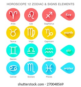 zodiac signs vector elements flat style