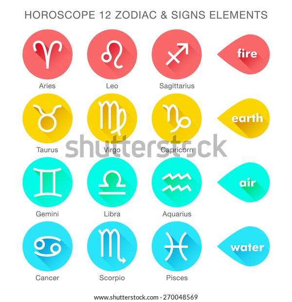 Zodiac Signs Vector Elements Flat Style Stock Vector (Royalty Free ...