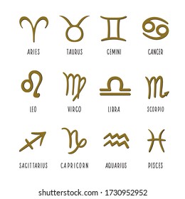 Zodiac signs. Vector illustration of zodiac signs. Set of zodiac signs.