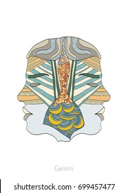 Zodiac signs, vector illustrations, Gemini 