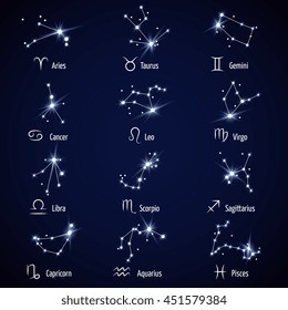 Zodiac Signs Vector Set Astrology Horoscope Stock Vector (Royalty Free ...