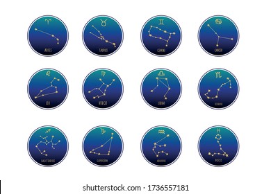 Zodiac signs. Vector set of zodiac signs. Zodiac constellations. Vector ornament.