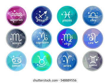 Zodiac signs vector set isolated on white background. Design elements for calendars or cards.