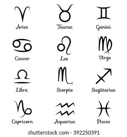 Zodiac signs. Zodiac vector symbol set.