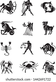 Zodiac signs vector tattoo art