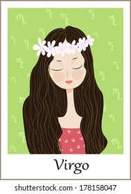 Zodiac signs Virgo. Vector illustration of the girl.