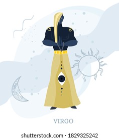 Zodiac signs Virgo. Vector illustration of the zodiac symbol. Vector illustration in flat style