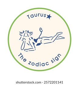 [Zodiac Signs]2. Taurus girl illustration material_monochrome