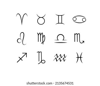 Zodiac signs.A set of vector symbols isolated on a white background.
