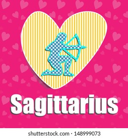 Zodiac signs,Sagittarius, with heart.Vector eps10,illustration.Raster also available.