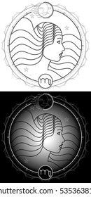 Zodiac sign.VIRGO. HOROSCOPE. VECTOR ILLUSTRATION