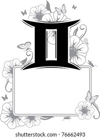 Zodiac sing with flowers vector illustration