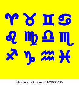 zodiac sings on yellow backgrjund