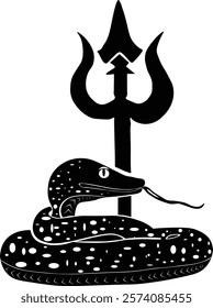 zodiac snake with trisule Lord Shiva’s trident, or trishul, symbolizes the power to destroy evil and represents the three aspects of existence: