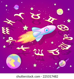 of the zodiac in space , vector illustration
