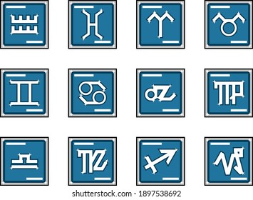 zodiac star symbol in grid style