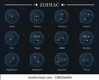 Zodiac Star Symbol On Dark Sky Icon - Vector