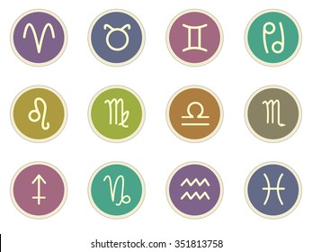 Zodiac stickers label icon set