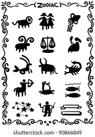 Zodiac stylized icon set
