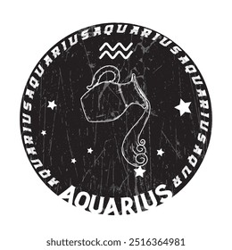 zodiac symbol aquarius typography graphic print , Abstract fashion drawing and creative design for t-shirts, mugs, graphic tee, sweatshirt, cases, etc. Illustration in modern style for clothes