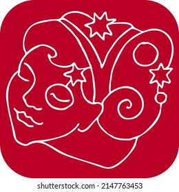 Zodiac symbol Aries with stars constellation for future telling. Beautiful face horoscope sing mysterious and occult science. Hand drawn vector illustration. Old style comics cartoon drawing. 