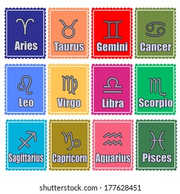 zodiac symbol background whit on vector illustration