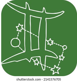 Zodiac symbol Gemini with stars constellation for future telling. Horoscope sing mysterious, occult science. Hand drawn retro vintage vector illustration. Old school style comics cartoon drawing. 