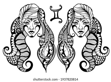 Zodiac symbol. Horoscope symbol. Gemini