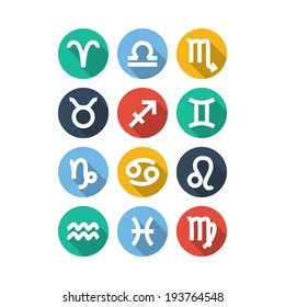 Zodiac Symbol icons. Flat Style. Vector illustration