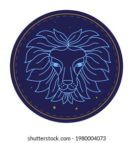 Zodiac symbol of leo, astrological sign isolated icon of animal with furry head. Nemean lion animalistic element of horoscope chart. Personal character and traits of people. Vector in flat style