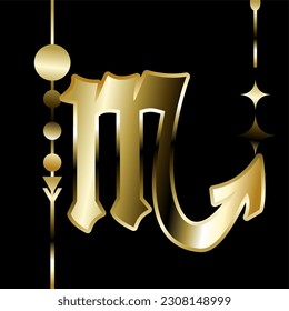 zodiac symbol shiny luxury golden sticker illustration in vector format