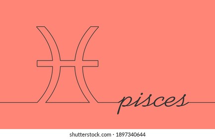 Zodiac symbol. Sign of the Pisces. Thin line style