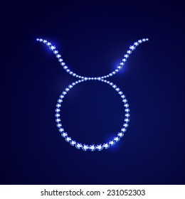 Zodiac symbol taurus made of crystals