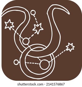 Zodiac symbol Taurus with stars constellation for future telling. Horoscope sing mysterious and occult science. Hand drawn retro vintage vector illustration. Old style school comics cartoon drawing.