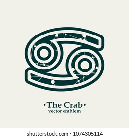 Zodiac symbol textured by connected lines with dots pattern. Sign of the Crab