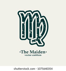 Zodiac symbol textured by connected lines with dots pattern. Sign of the Maiden