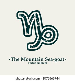 Zodiac symbol textured by connected lines with dots pattern. Sign of the Mountain Sea goat